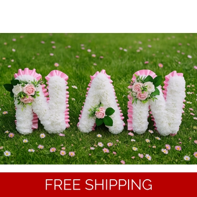 NAN Letter Tribute with Artificial Funeral Flowers